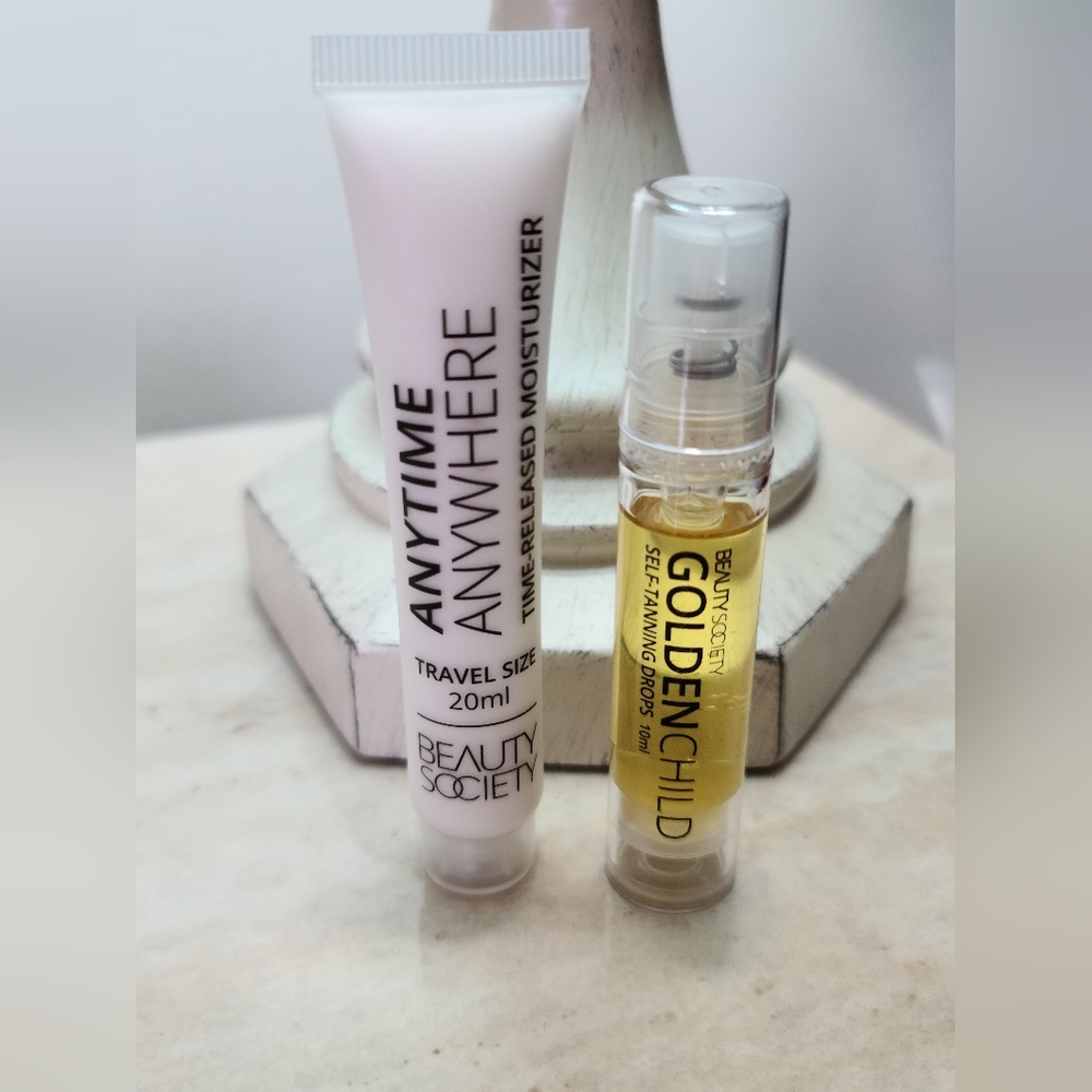Beauty Society Golden Child Tanning Drops &  Anytime Anywhere Moisturizer- trial